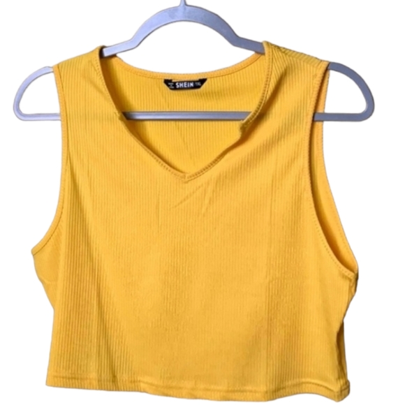 Shein Plus Size Yellow Mustard Notched Neck Rib-Knit, 1XL - Picture 4 of 4